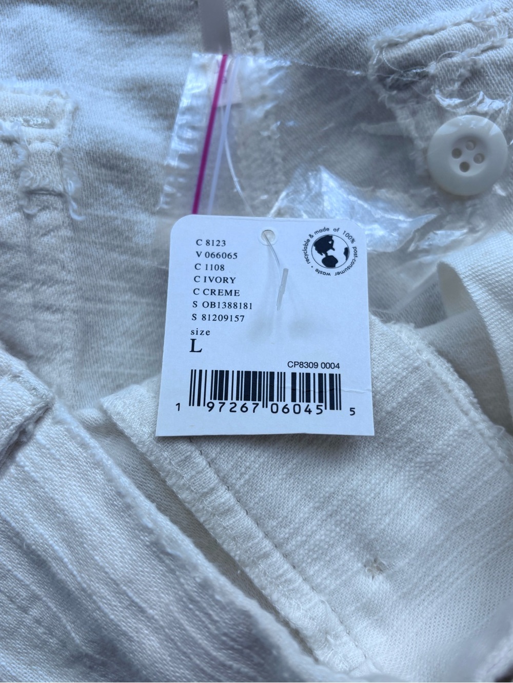 NWT Free People Women's Cream Cargo Cotton Pants. Bay to breaker Pants - Picture 8 of 15